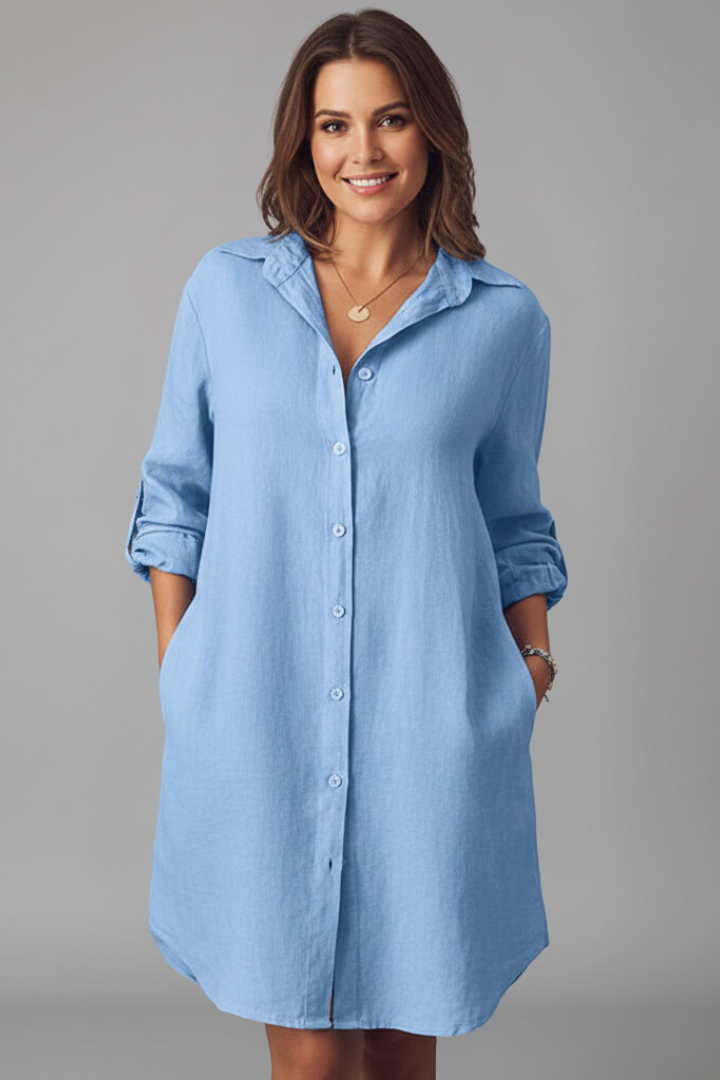 Josephine | Turned Collar Button-Front Midi Dress