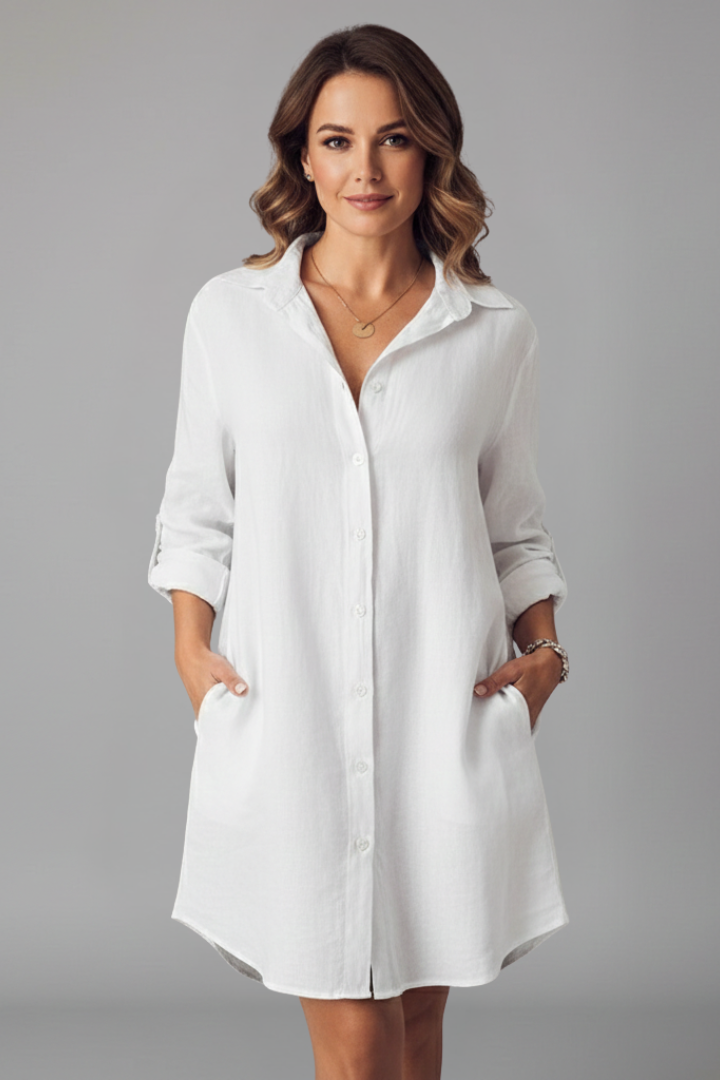 Josephine | Turned Collar Button-Front Midi Dress
