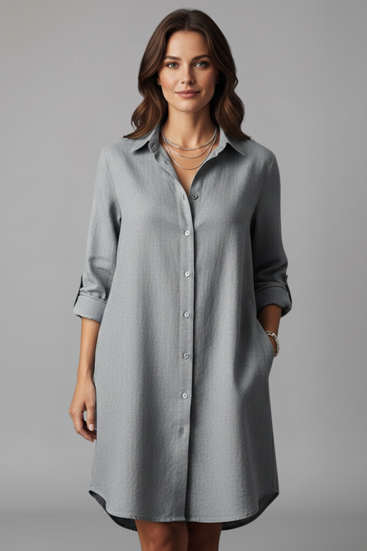Josephine | Turned Collar Button-Front Midi Dress