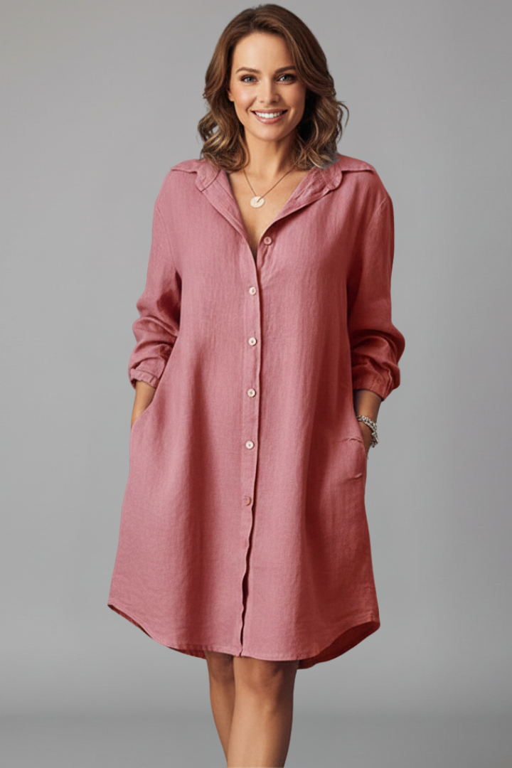 Josephine | Turned Collar Button-Front Midi Dress