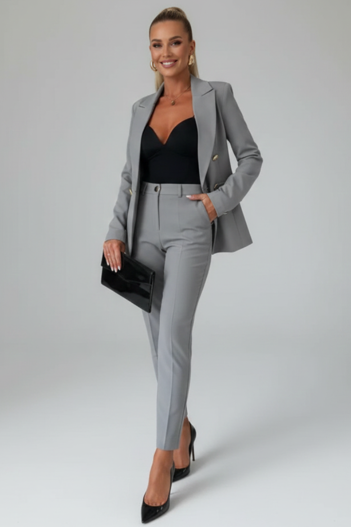Greta | Buttoned Jacket &amp; Straight-Leg Trouser Co-ord Set
