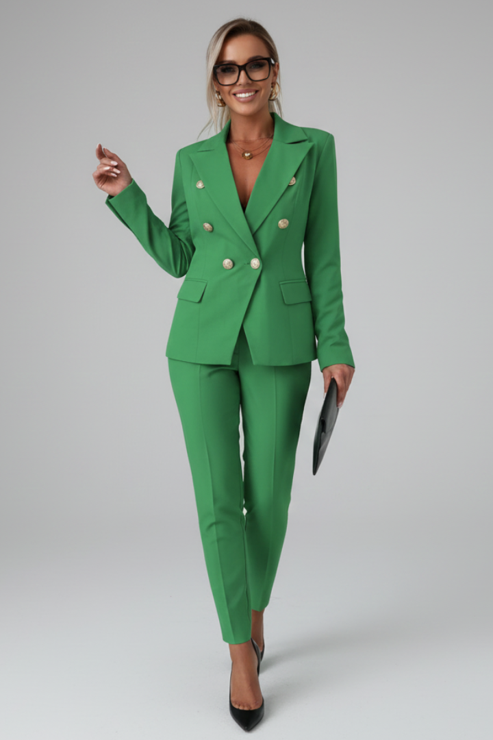Greta | Buttoned Jacket &amp; Straight-Leg Trouser Co-ord Set