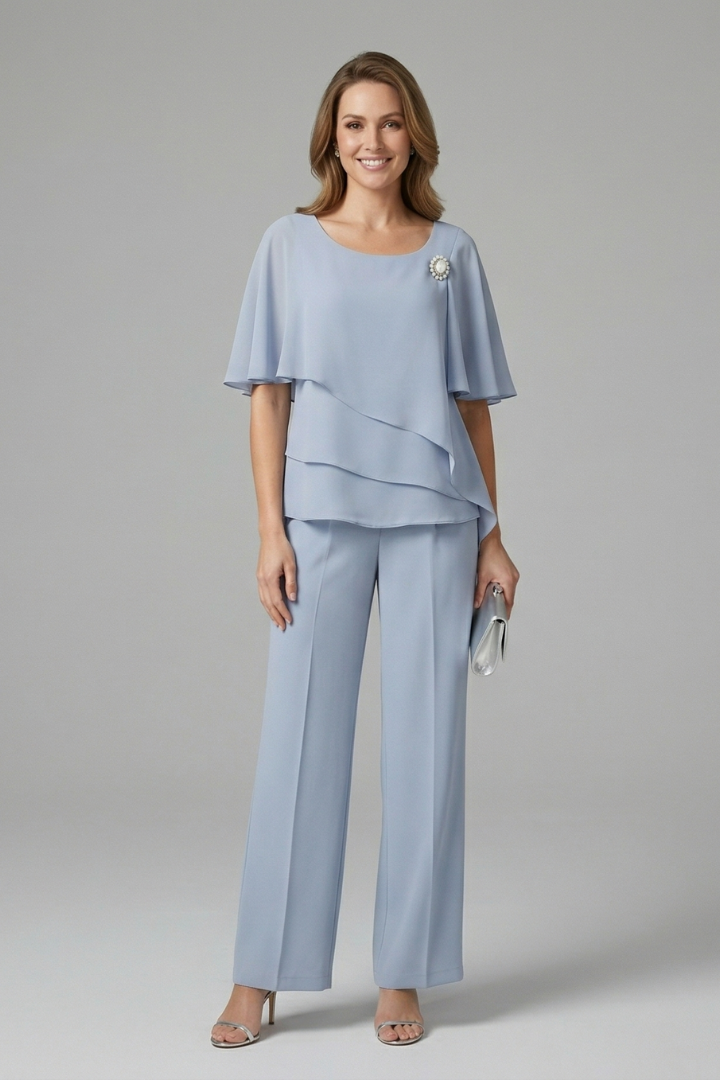 Ottilie | Layered Top &amp; Straight-Leg Trousers Set