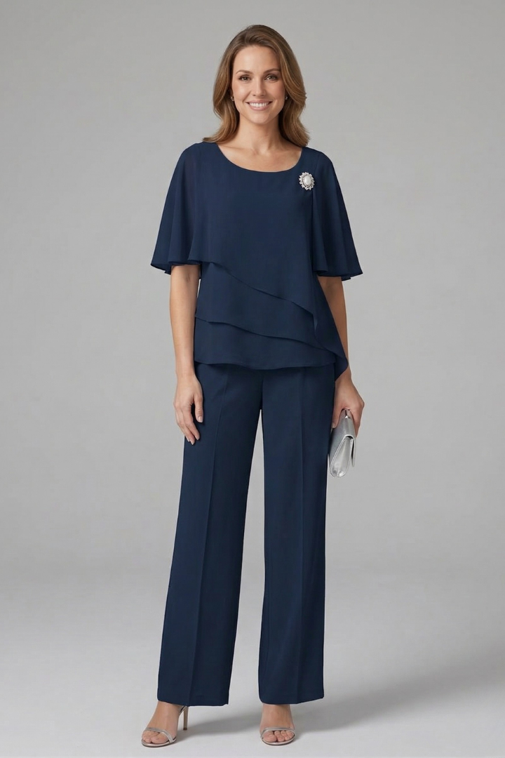 Ottilie | Layered Top &amp; Straight-Leg Trousers Set