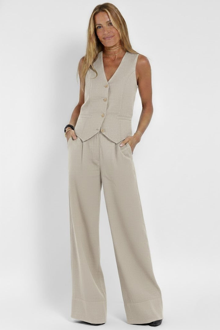 Edda | V-Neck Waistcoat &amp; Wide-Leg Trouser Co-ord Set