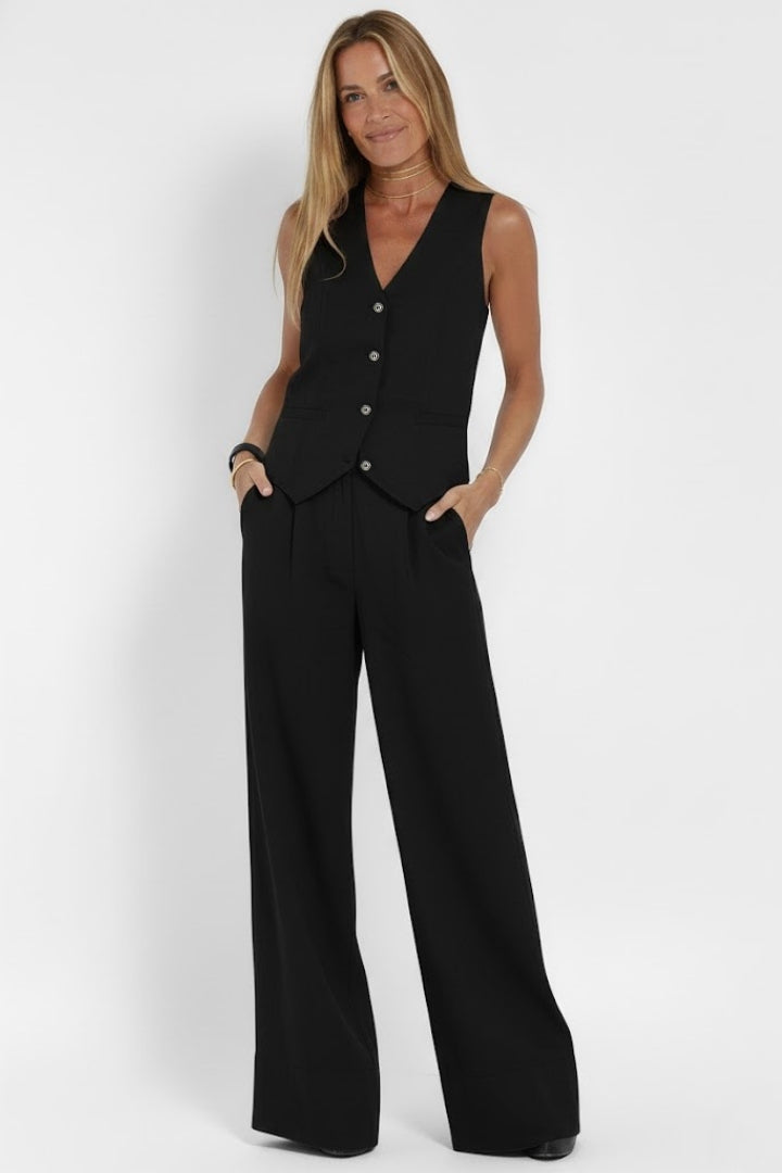 Edda | V-Neck Waistcoat &amp; Wide-Leg Trouser Co-ord Set