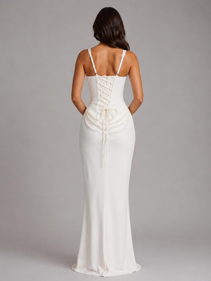 Delphine | Draped Corset Bodycon Maxi Dress