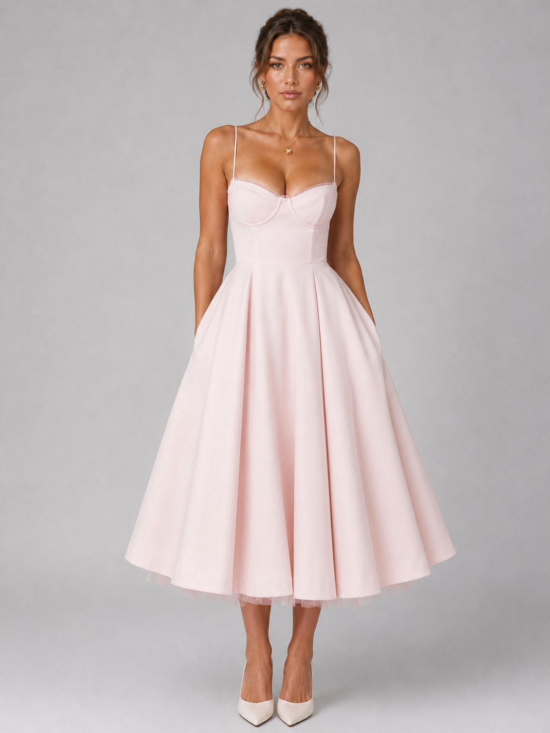 Cora | Sweetheart Corset Full-Skirt Midi Dress