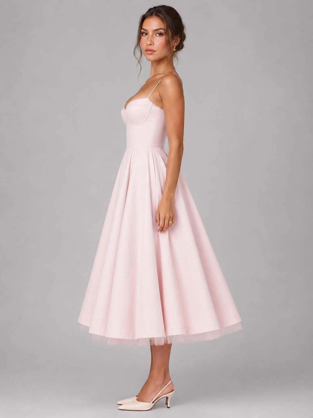 Cora | Sweetheart Corset Full-Skirt Midi Dress