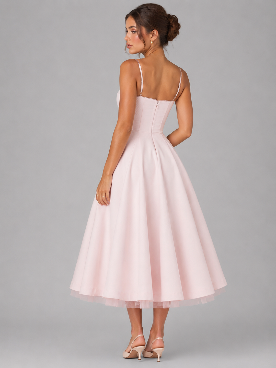 Cora | Sweetheart Corset Full-Skirt Midi Dress