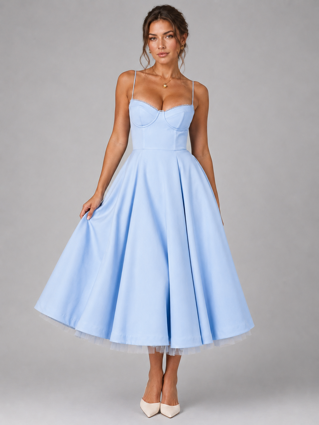 Cora | Sweetheart Corset Full-Skirt Midi Dress