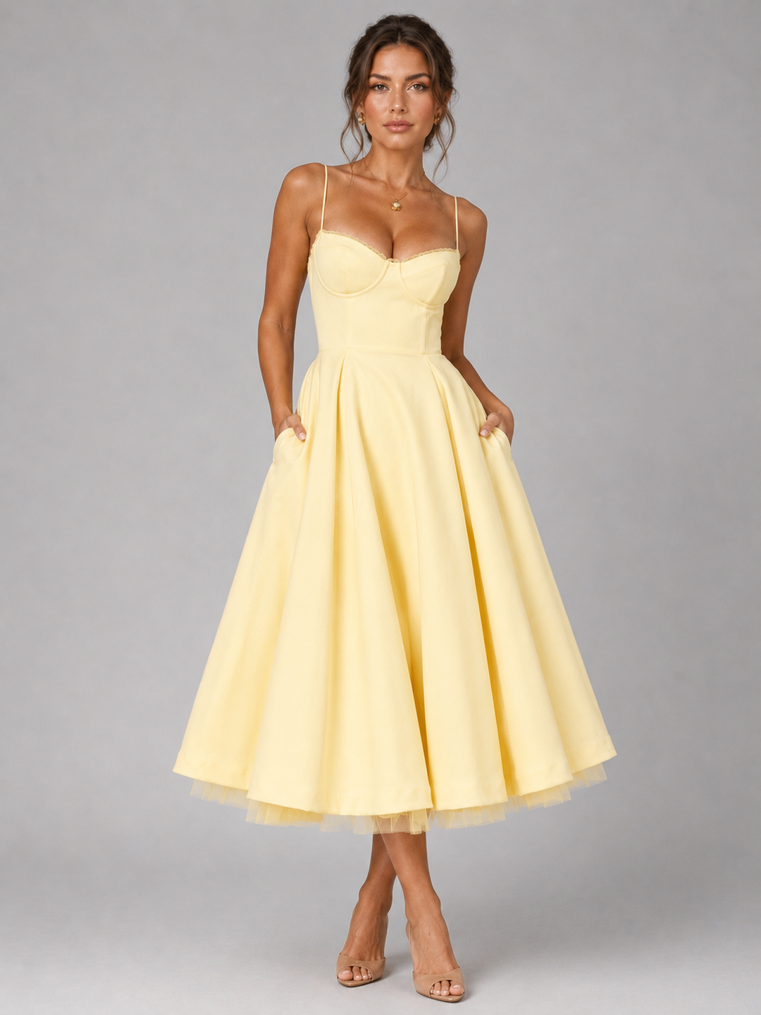 Cora | Sweetheart Corset Full-Skirt Midi Dress