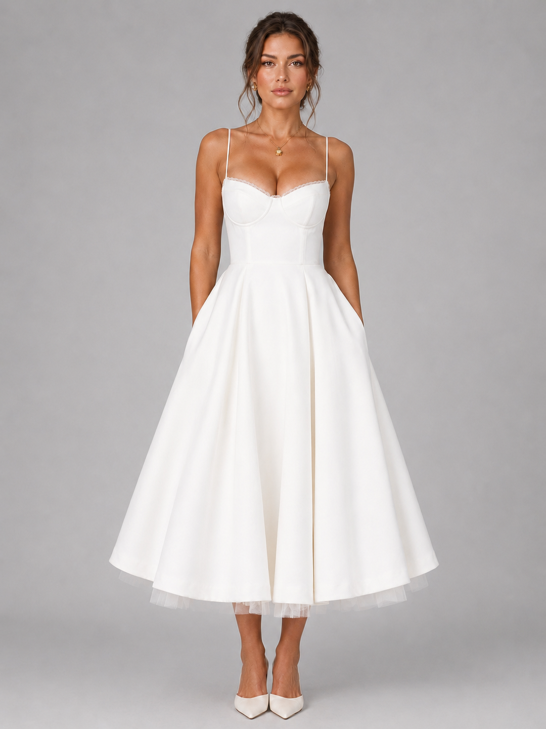 Cora | Sweetheart Corset Full-Skirt Midi Dress