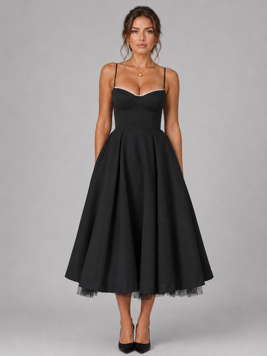 Cora | Sweetheart Corset Full-Skirt Midi Dress