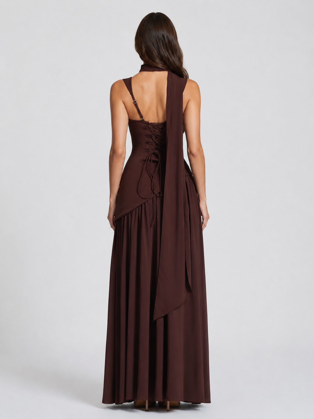 Ines | Sculpted Draped Satin Feel Maxi Dress