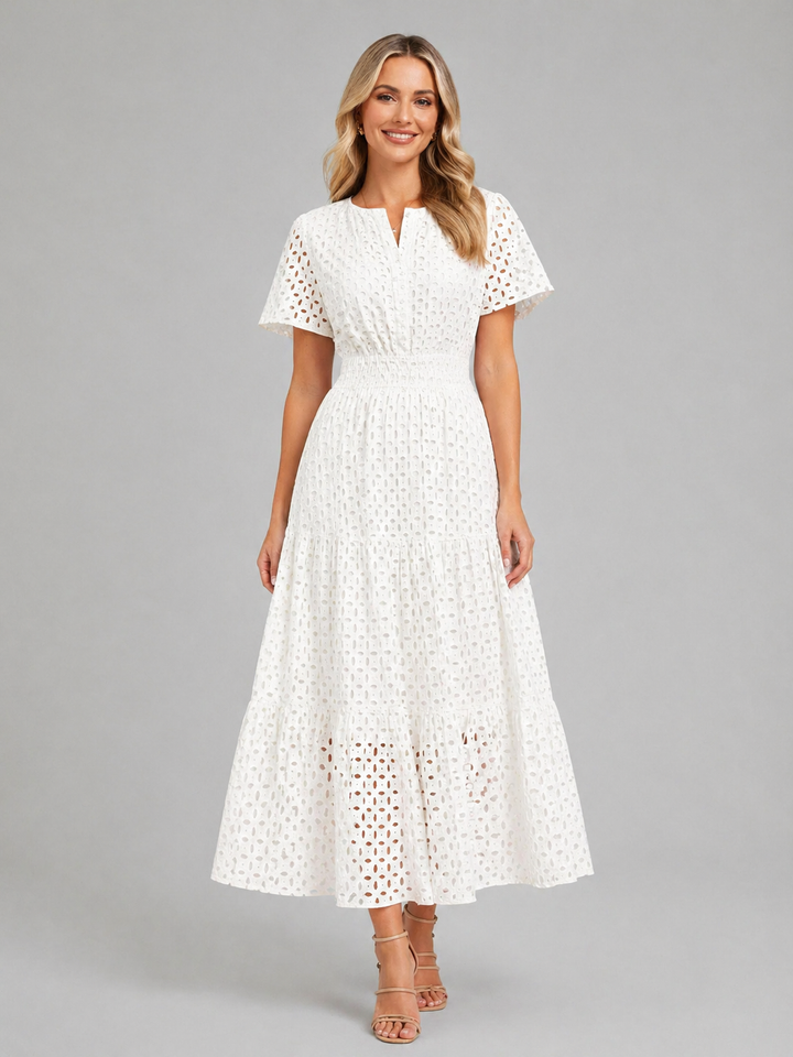Reva | Eyelet A-Line Midi Dress