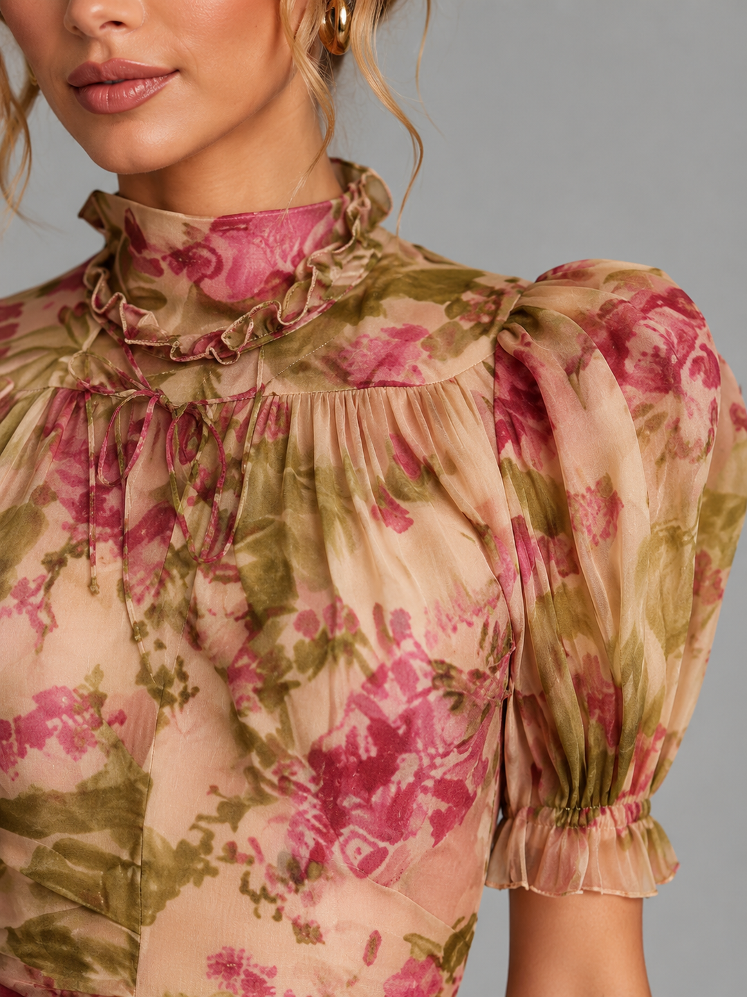 Reva | Puff Sleeve Fishtail Maxi Dress
