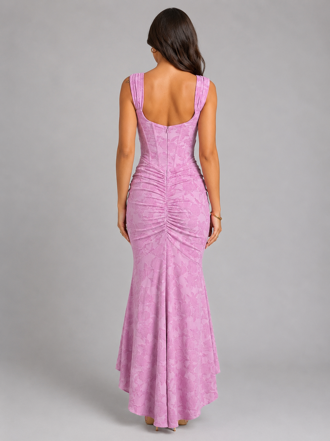 Valentina | Floral Corset Asymmetric Hem Maxi Dress