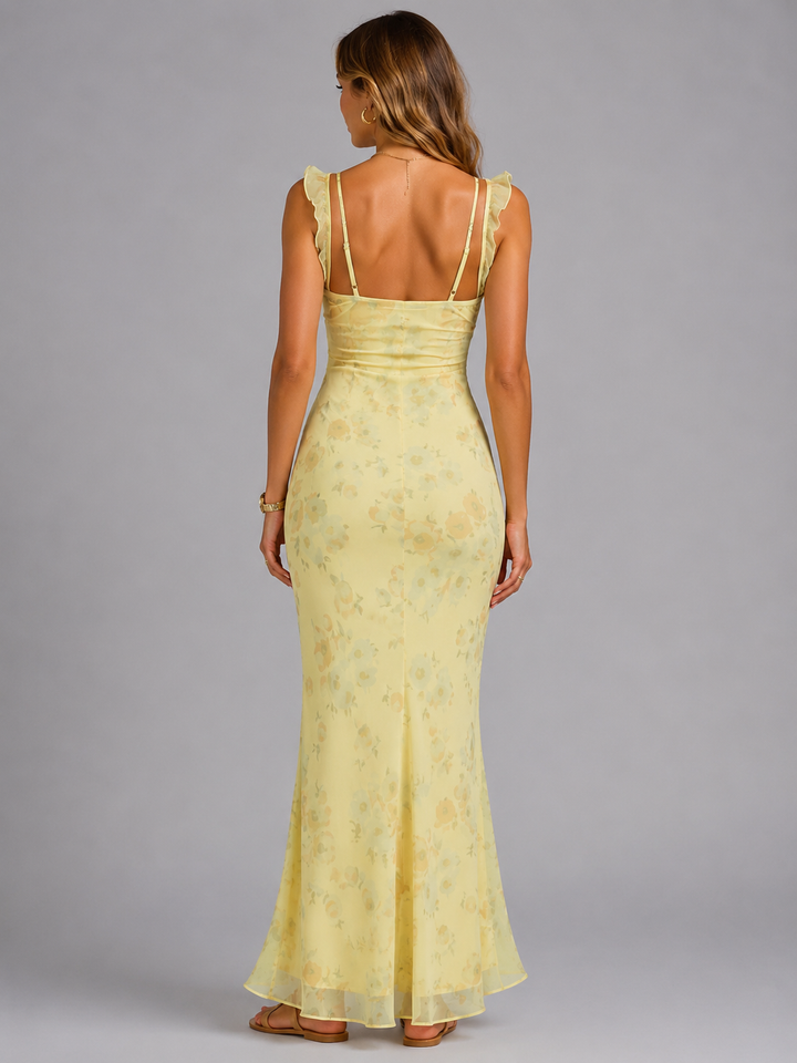 Edith | Ruffle Strap Floral Maxi Dress
