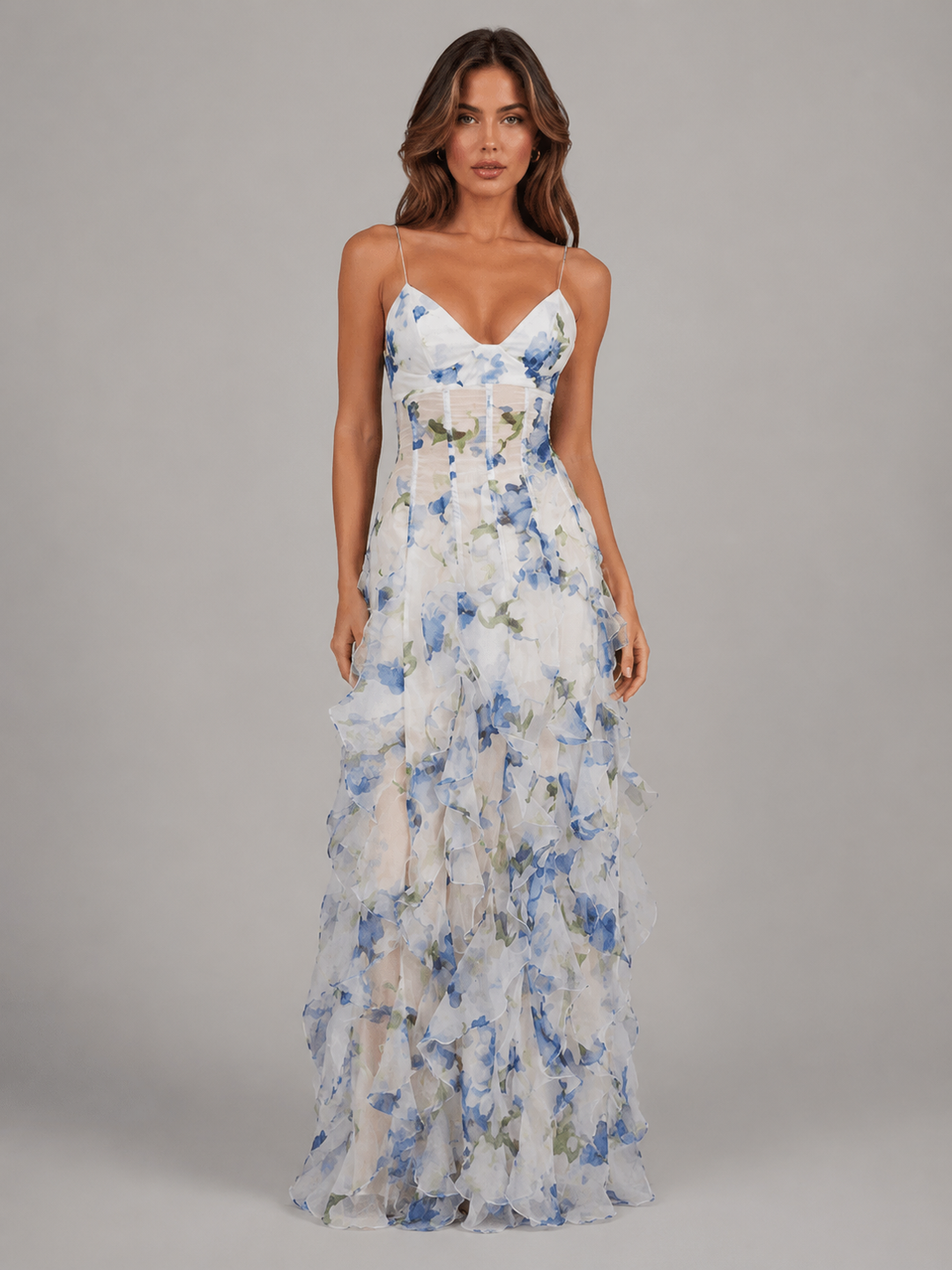 Darya | Floral Ruffle Maxi Dress