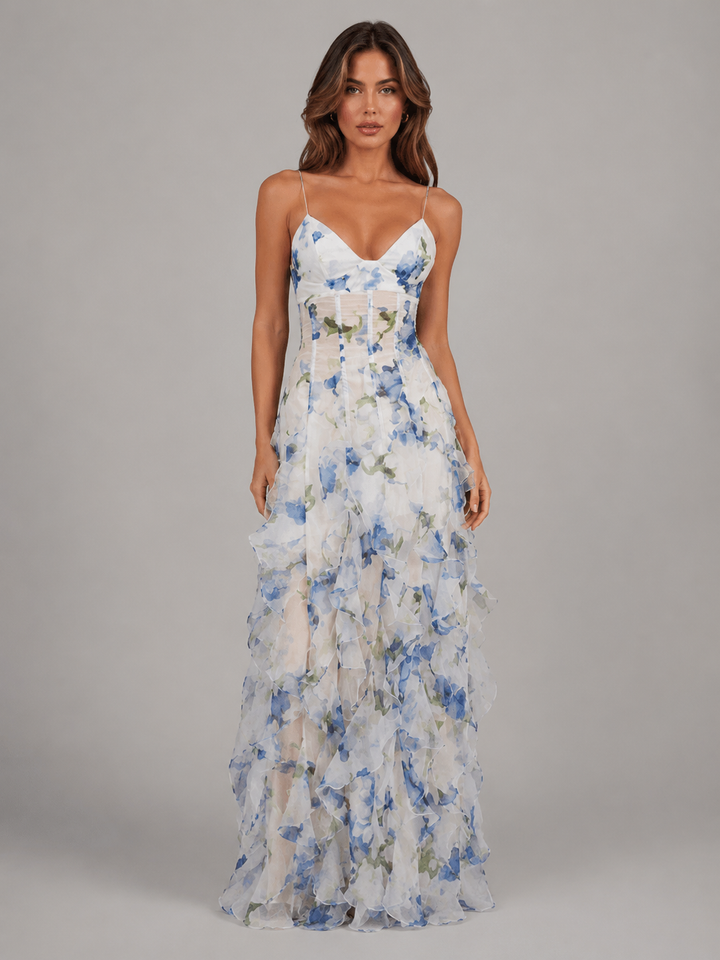 Darya | Floral Ruffle Maxi Dress