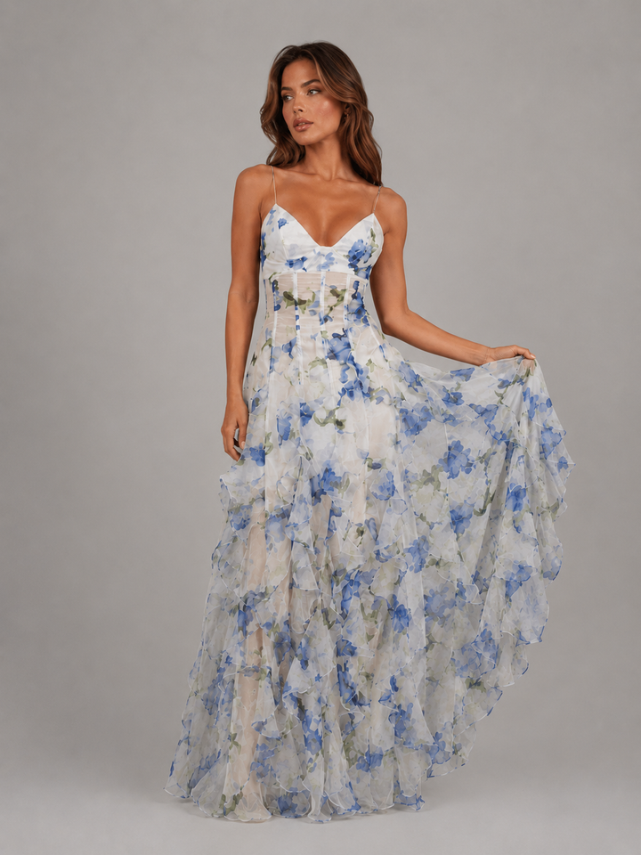 Darya | Floral Ruffle Maxi Dress