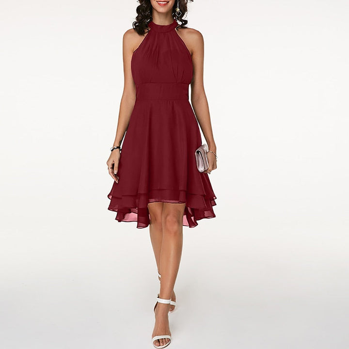 Celeste | Halter Ruffle Flared Midi Dress