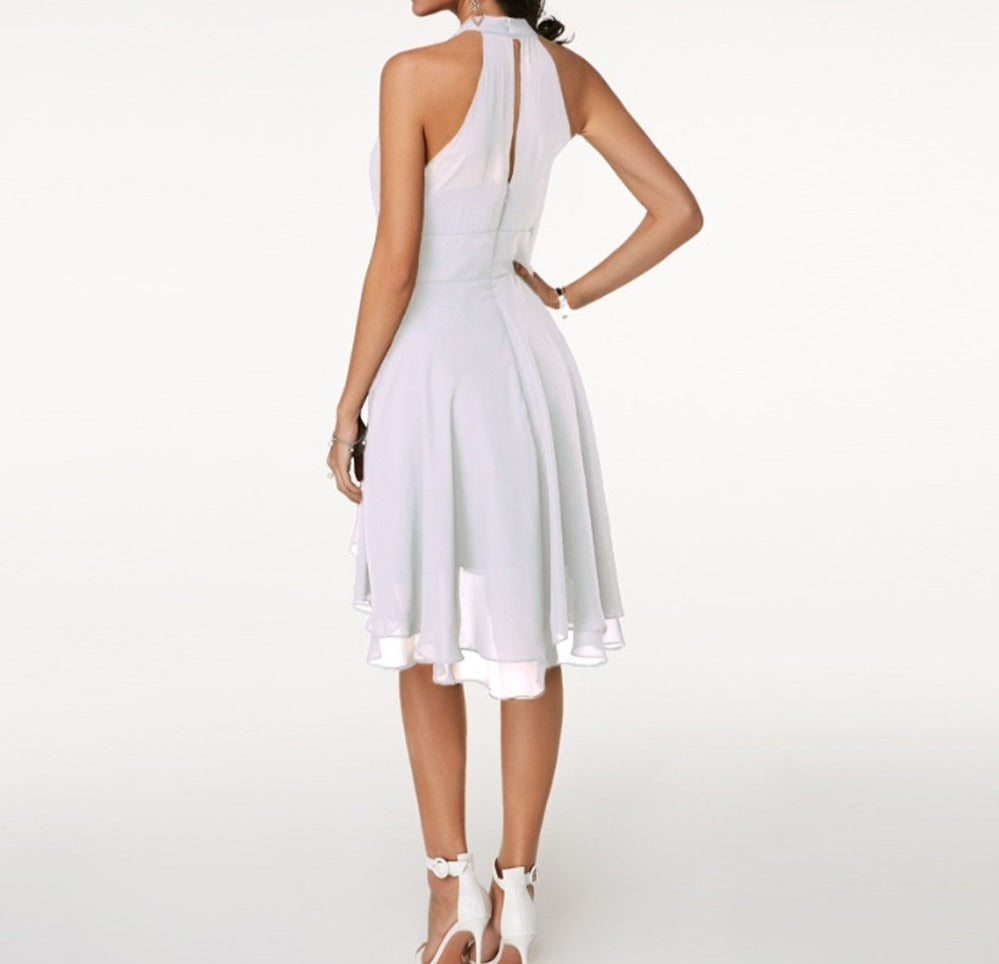 Celeste | Halter Ruffle Flared Midi Dress