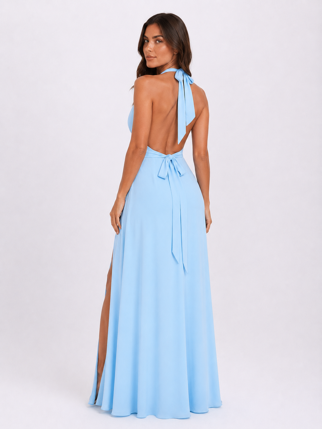 Kira | Halterneck Side Split Maxi Dress