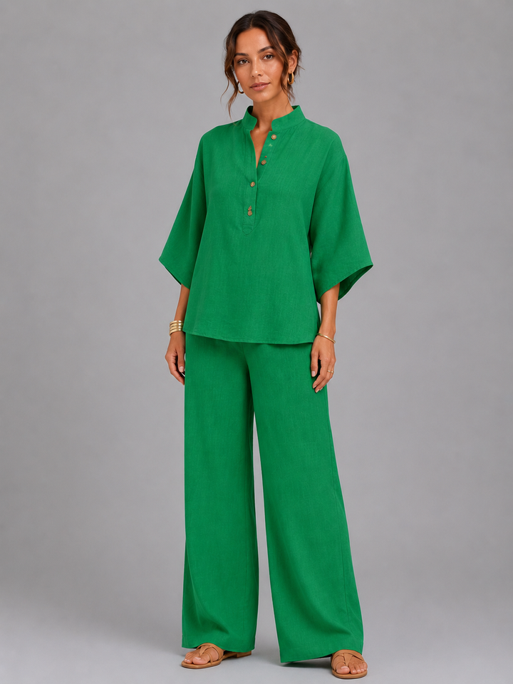 Esme | Linen Blend Wide-Leg Two-Piece Set