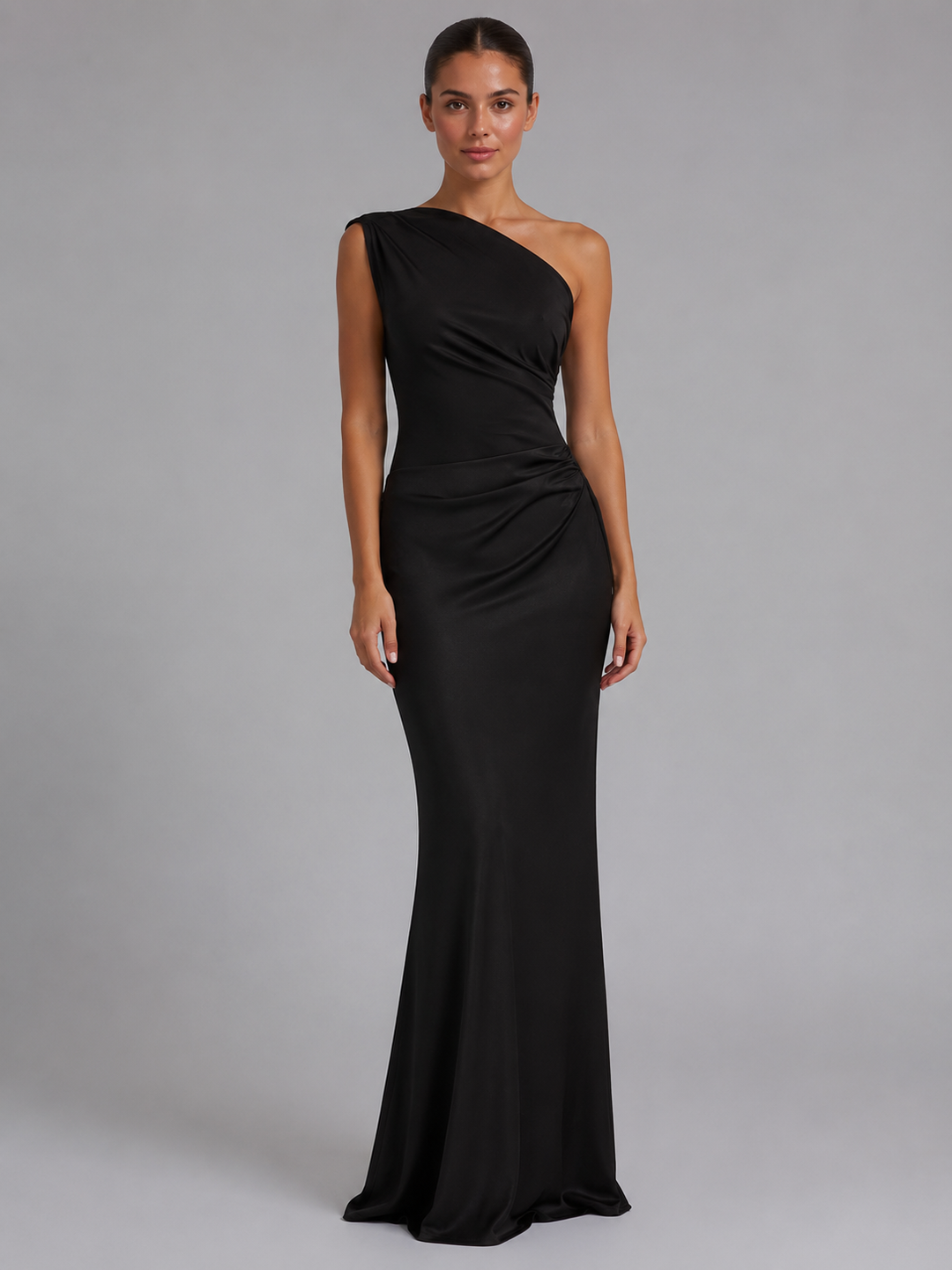Isolde | One-Shoulder Satin Feel Maxi Dress