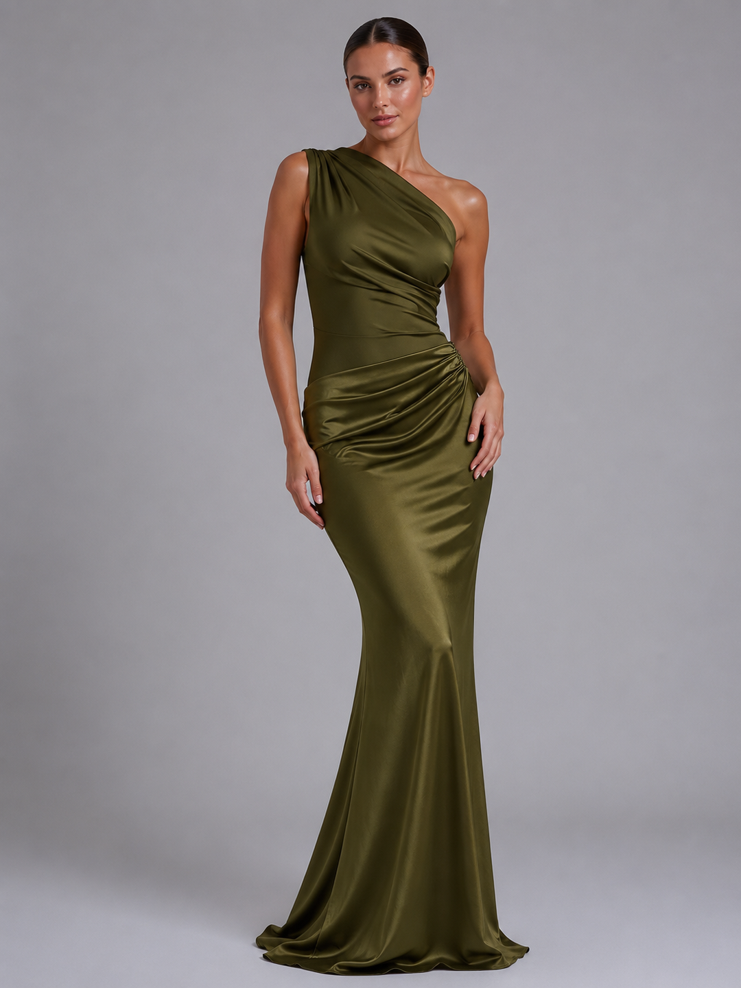 Isolde | One-Shoulder Satin Feel Maxi Dress