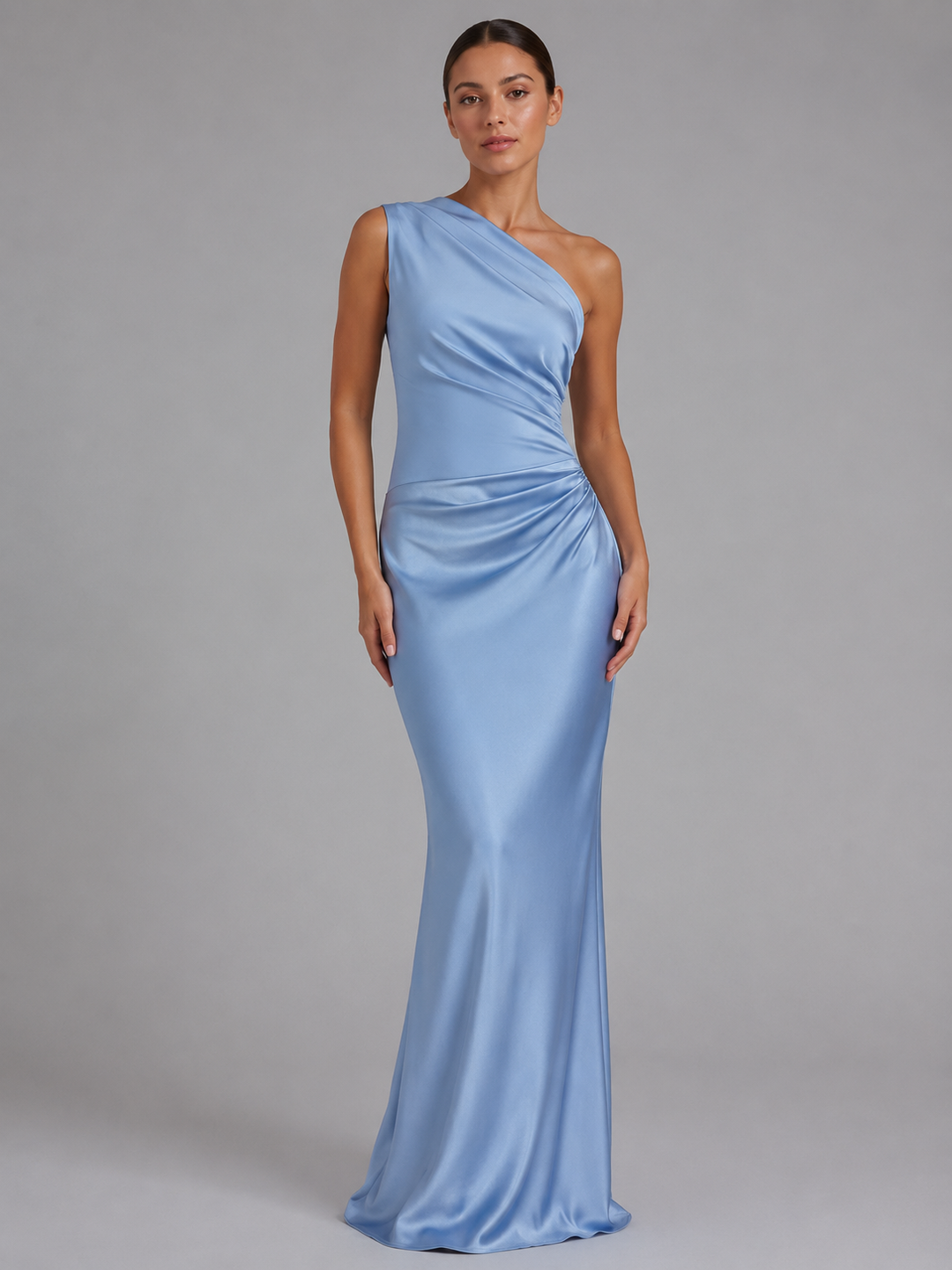 Isolde | One-Shoulder Satin Feel Maxi Dress