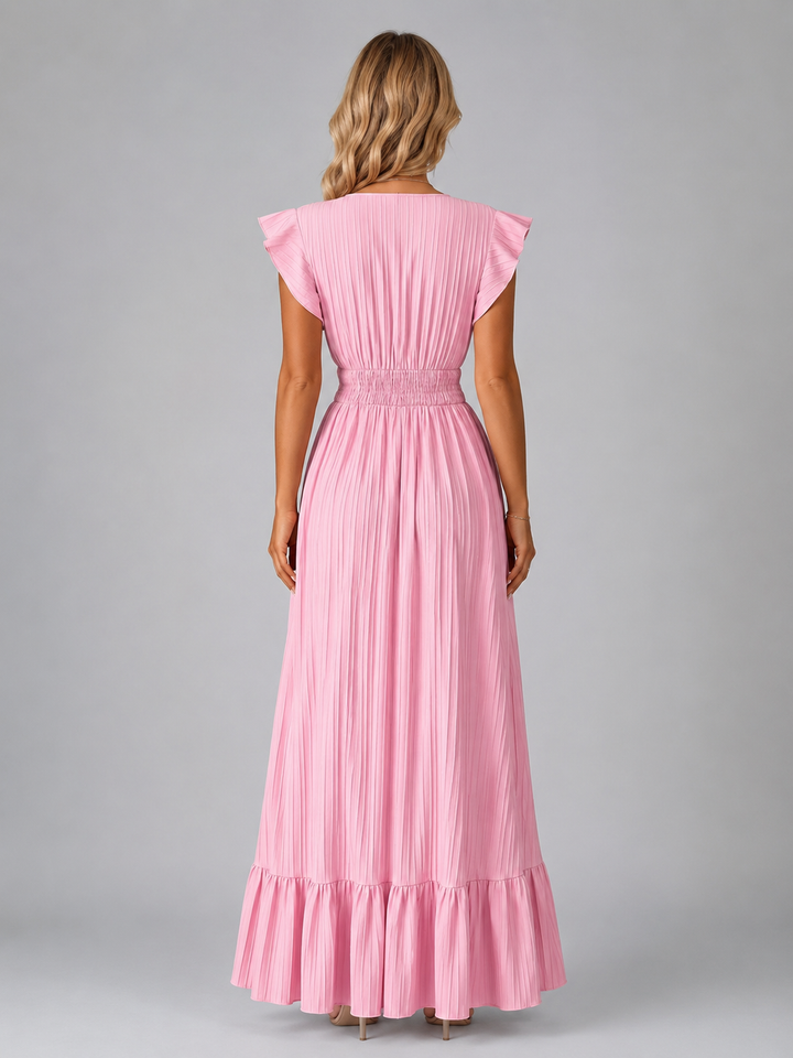 Florentine | Pleated Flutter Sleeve Maxi Dress