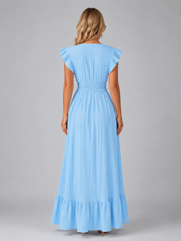 Florentine | Pleated Flutter Sleeve Maxi Dress