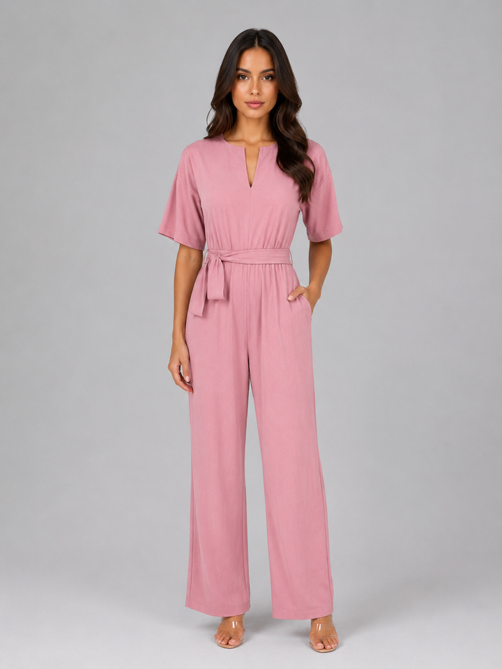 Soraya | Tie Waist Relaxed Wide Leg Jumpsuit