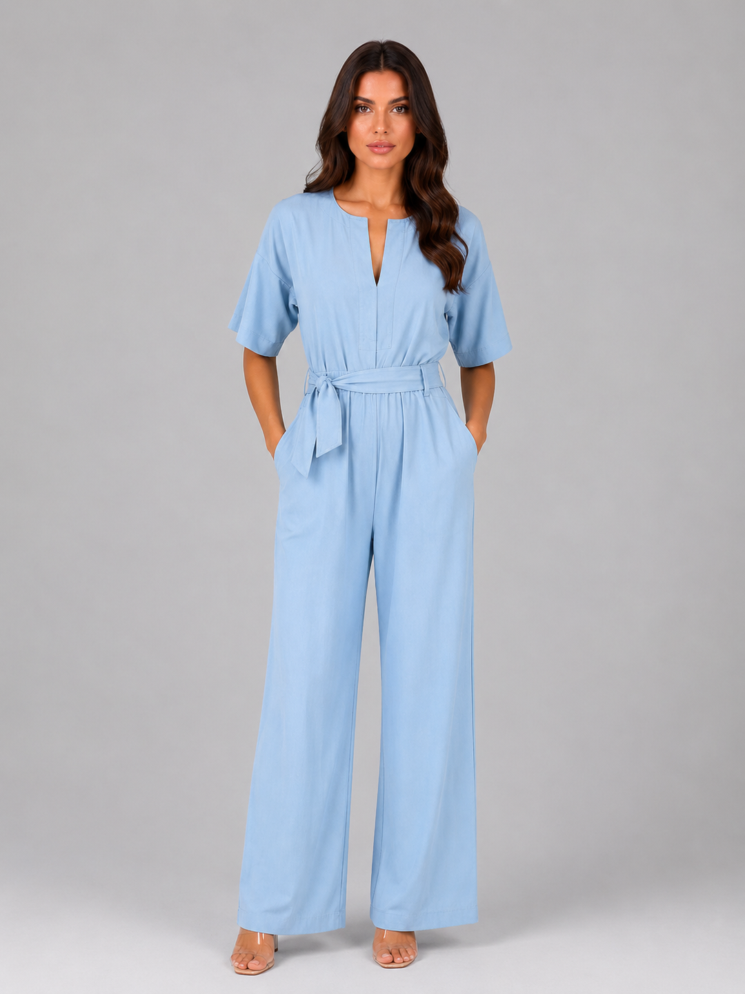 Soraya | Tie Waist Relaxed Wide Leg Jumpsuit