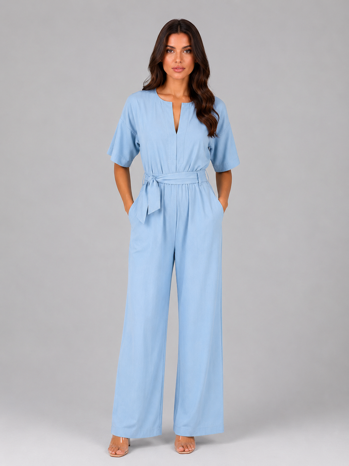 Soraya | Tie Waist Relaxed Wide Leg Jumpsuit