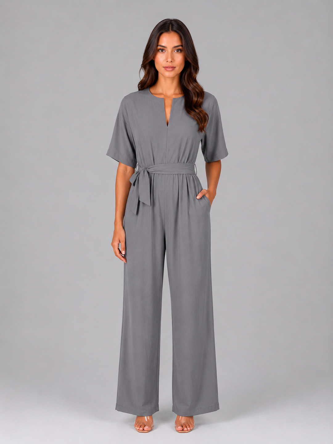 Soraya | Tie Waist Relaxed Wide Leg Jumpsuit