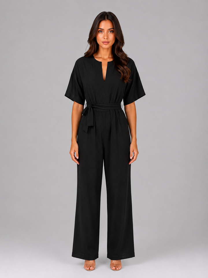 Soraya | Tie Waist Relaxed Wide Leg Jumpsuit