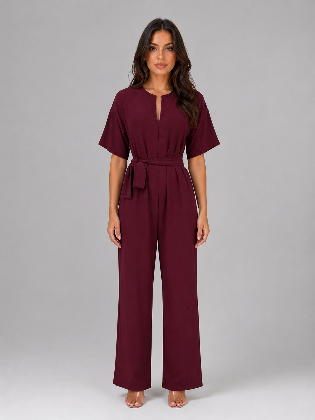 Soraya | Tie Waist Relaxed Wide Leg Jumpsuit