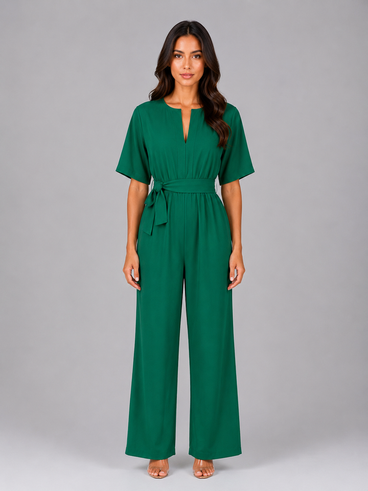 Soraya | Tie Waist Relaxed Wide Leg Jumpsuit