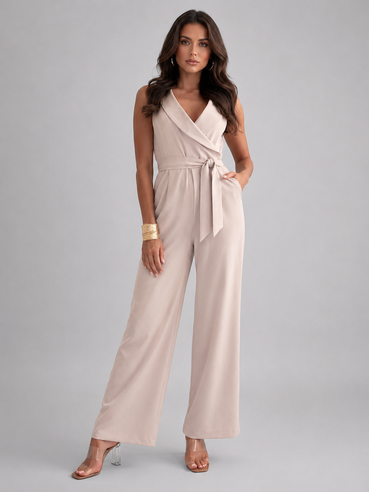 Lyra | Sleeveless Tie Waist Wide Leg Jumpsuit