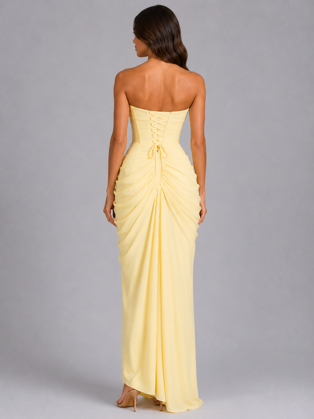 Talia | Strapless Draped Wedding Guest Maxi Dress