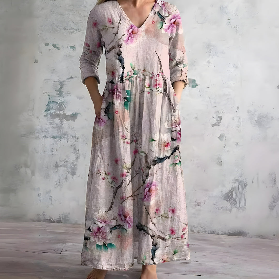 Bianca | Flowy V-Neck Floral Summer Maxi Dress