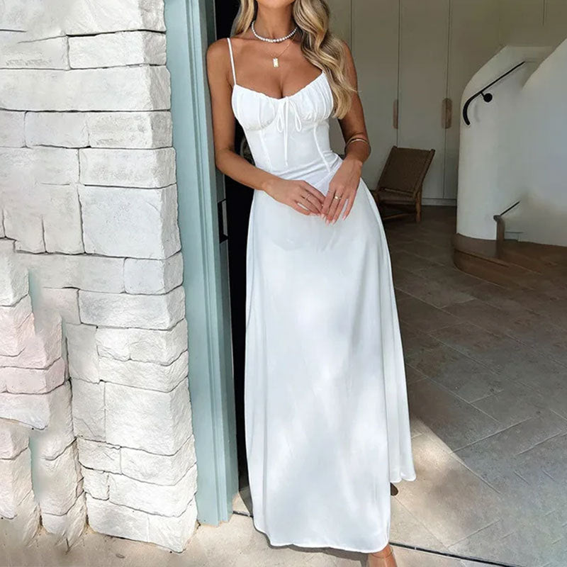 Giselle | Sleeveless Ruched Bodice Wedding Guest Maxi Dress