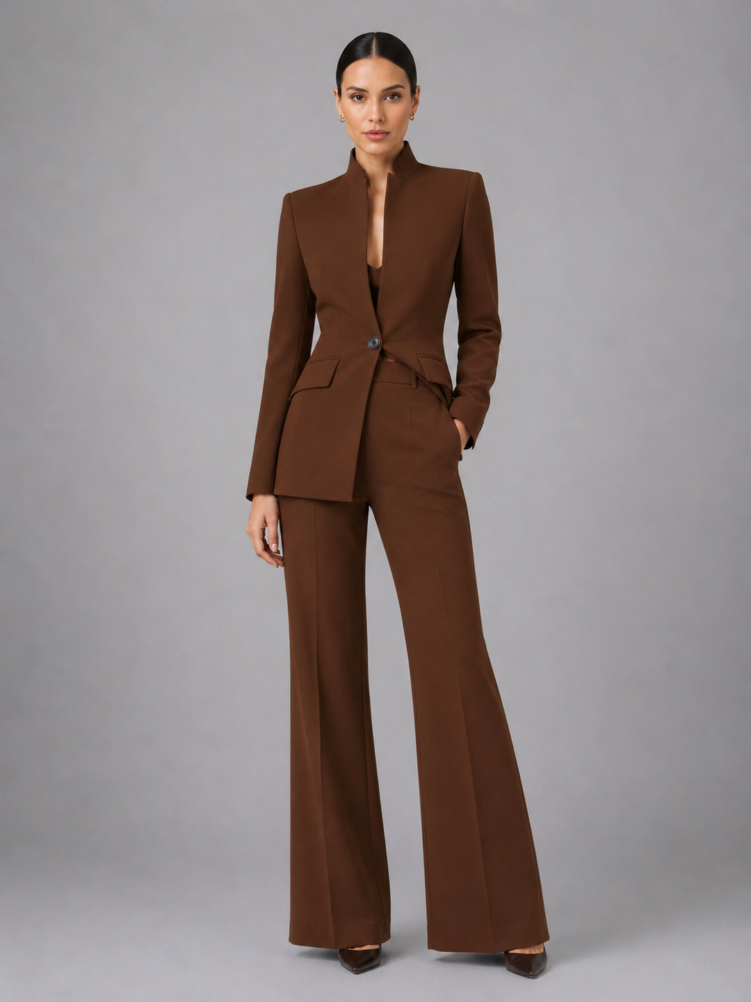 Anouk | Collarless Tailored Blazer &amp; Wide-Leg Trouser Set