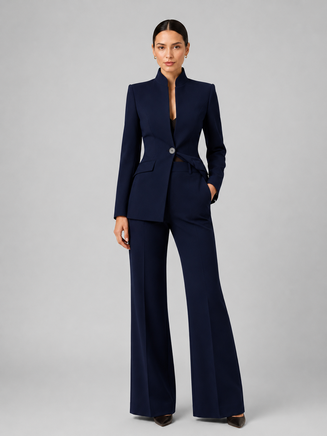 Anouk | Collarless Tailored Blazer &amp; Wide-Leg Trouser Set