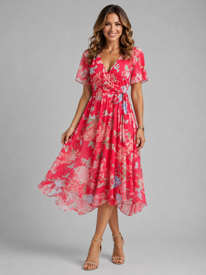 Anouk | V-Neck Printed Midi Dress
