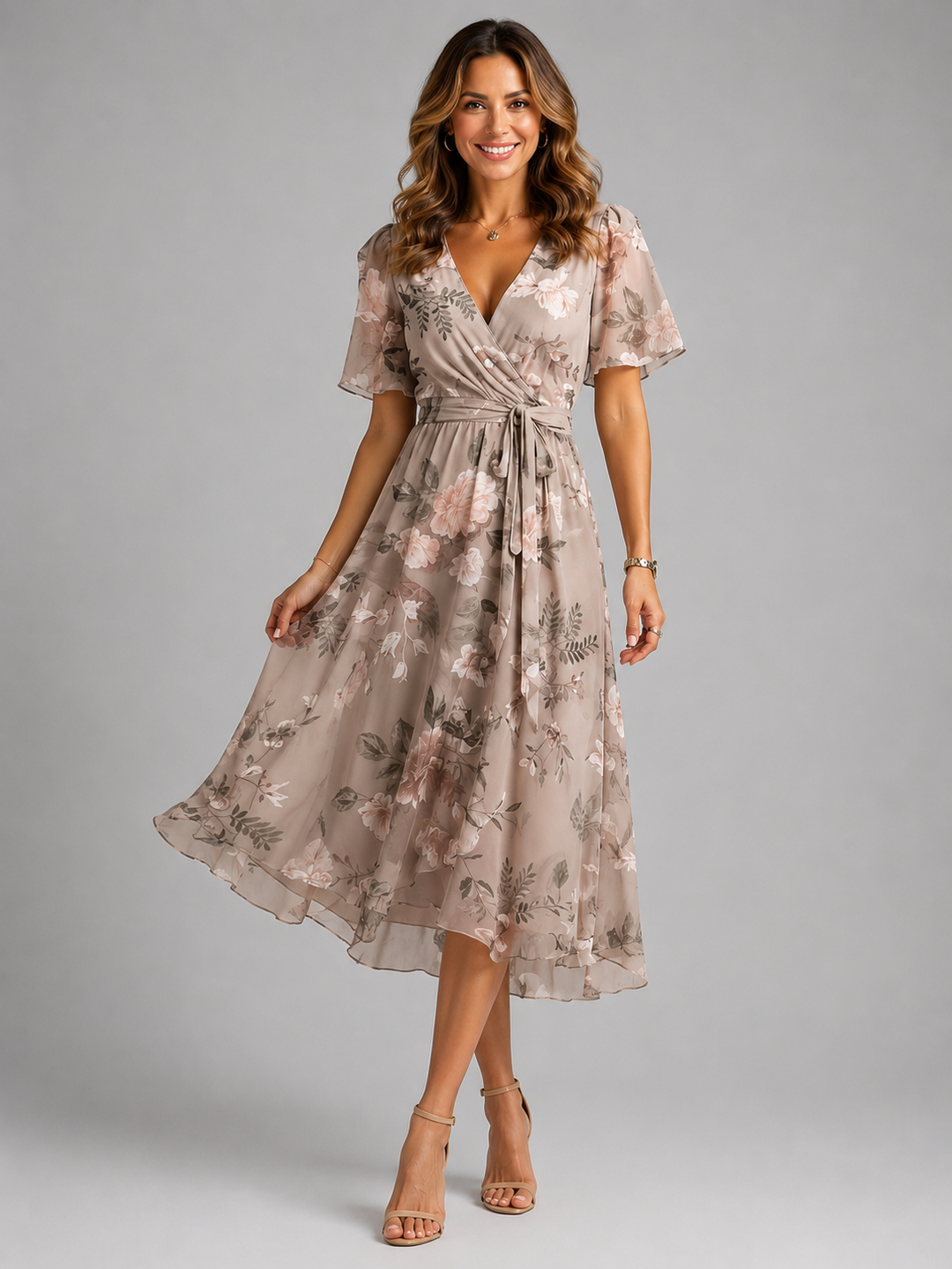 Anouk | V-Neck Printed Midi Dress